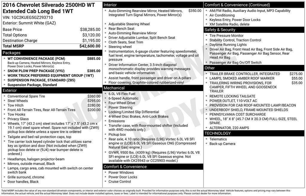 2016 Chevrolet Silverado 2500 HD Work Truck