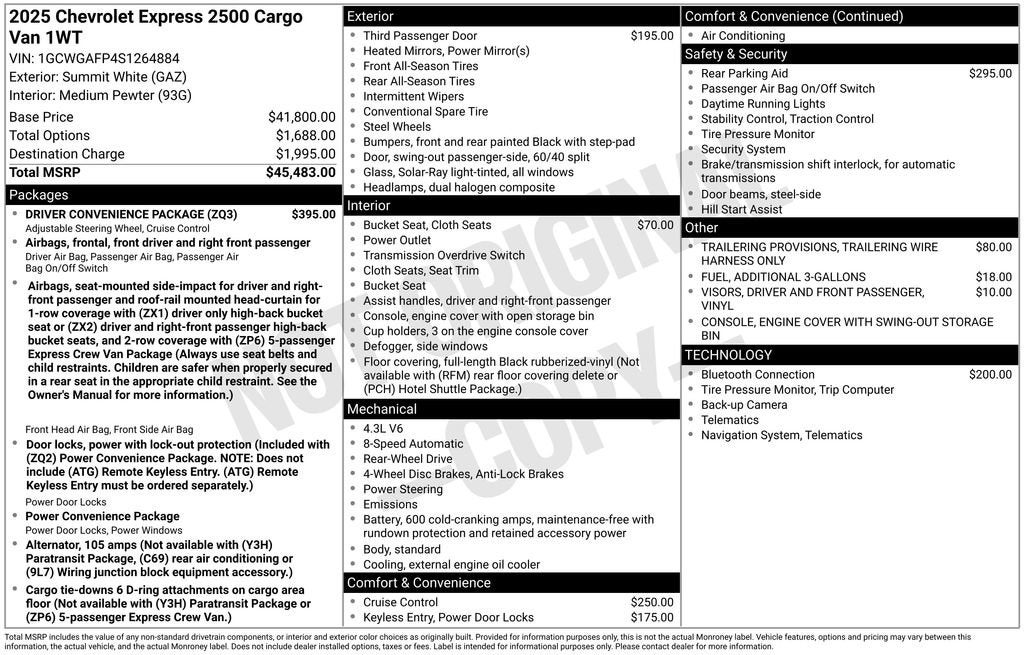 2025 Chevrolet Express Cargo 2500 WT