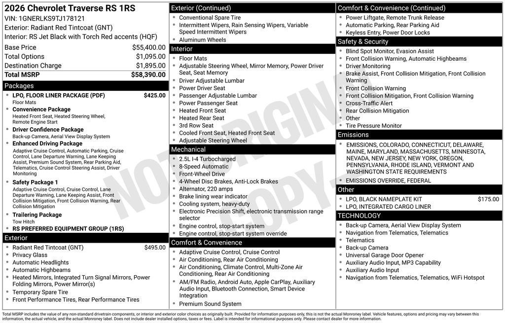 2026 Chevrolet Traverse RS