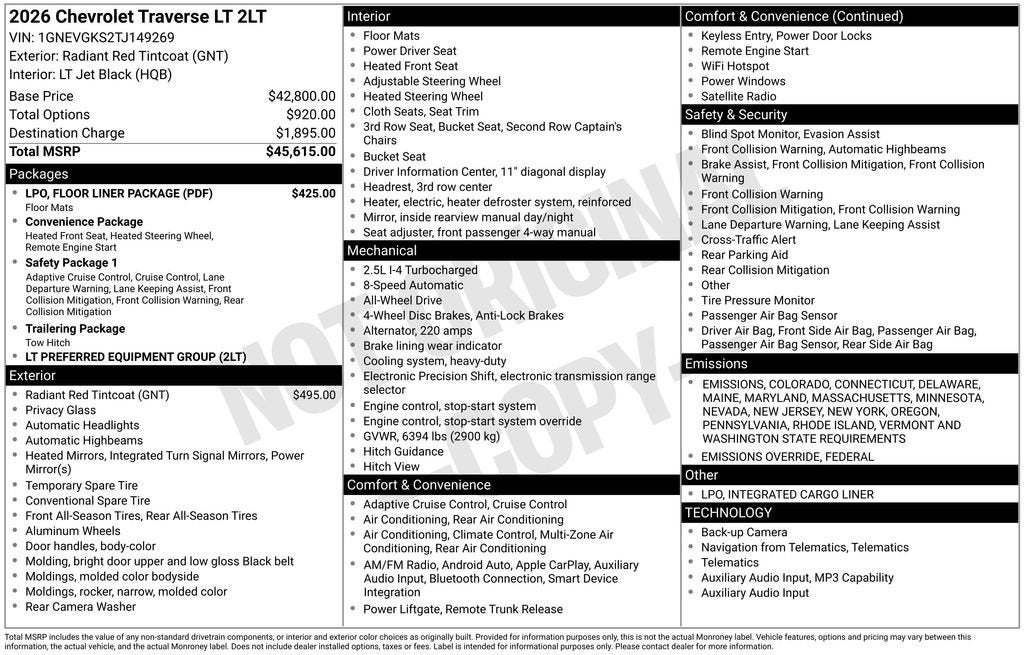 2026 Chevrolet Traverse LT