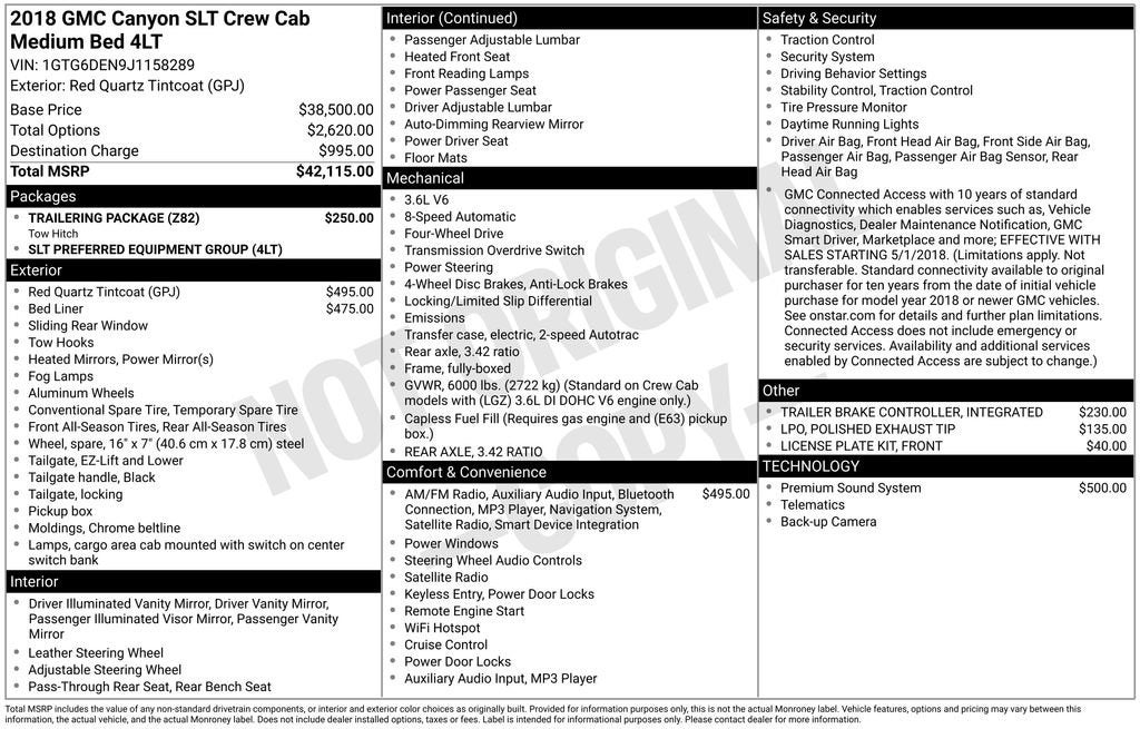 2018 GMC Canyon 4WD SLT