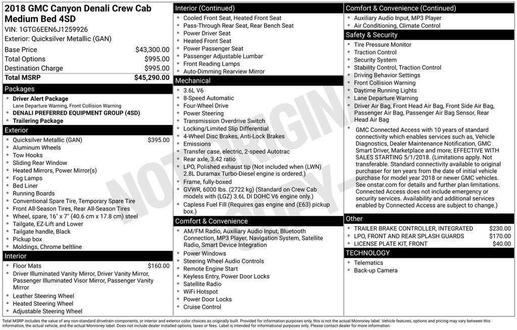 2018 GMC Canyon 4WD Denali