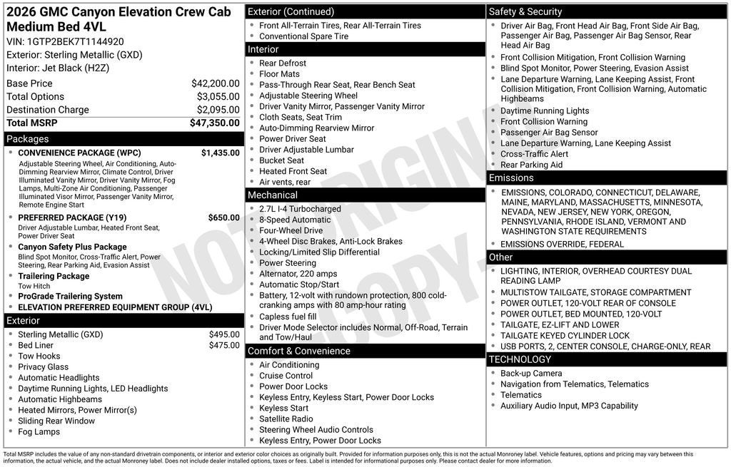 2026 GMC Canyon Elevation