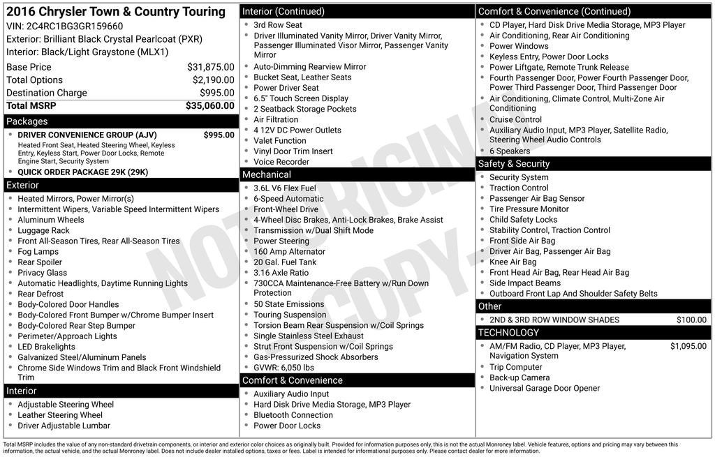 2016 Chrysler Town & Country Touring