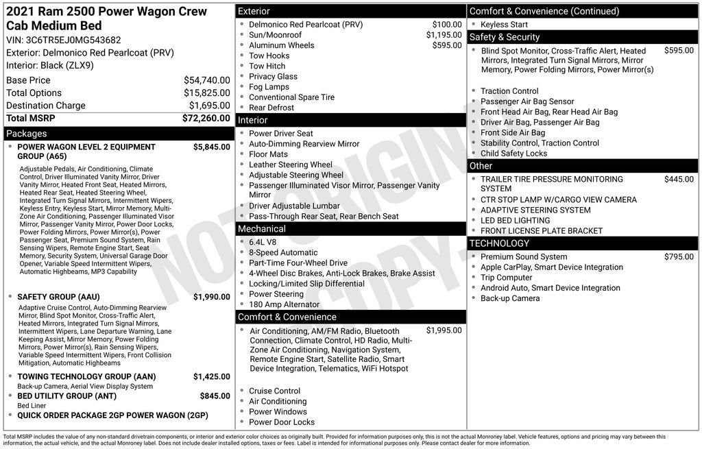 2021 RAM 2500 Power Wagon Crew Cab 4x4 6'4" Box