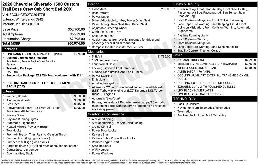 2026 Chevrolet Silverado 1500 Custom Trail Boss
