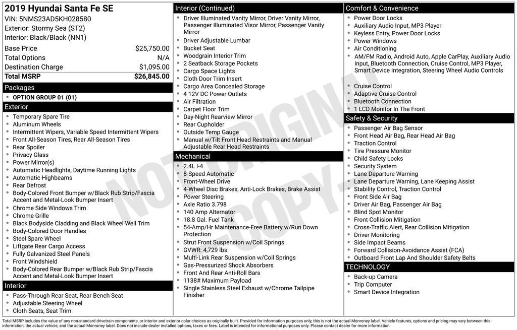 2019 Hyundai Santa Fe SE
