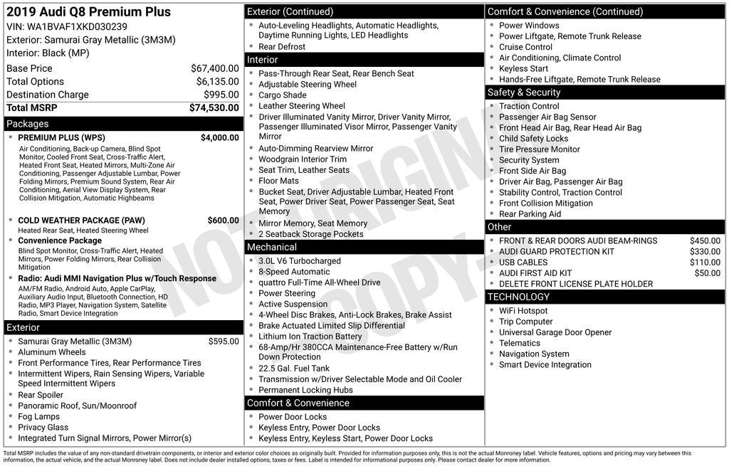 2019 Audi Q8 55 Premium