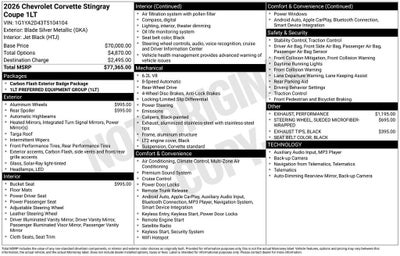 2026 Chevrolet Corvette Stingray 1LT