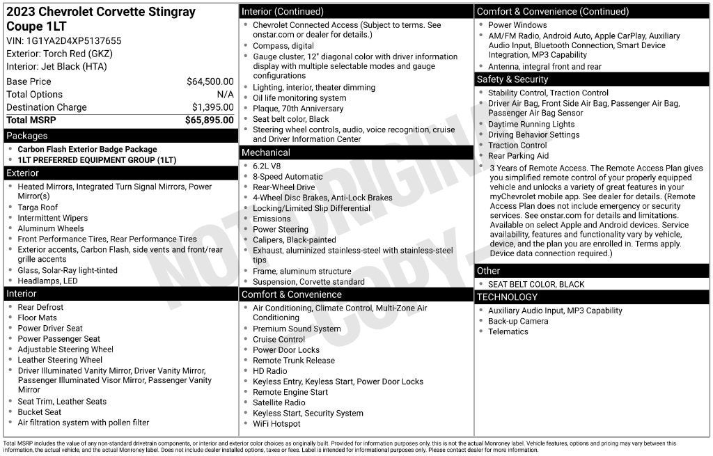 2023 Chevrolet Corvette Stingray 1LT