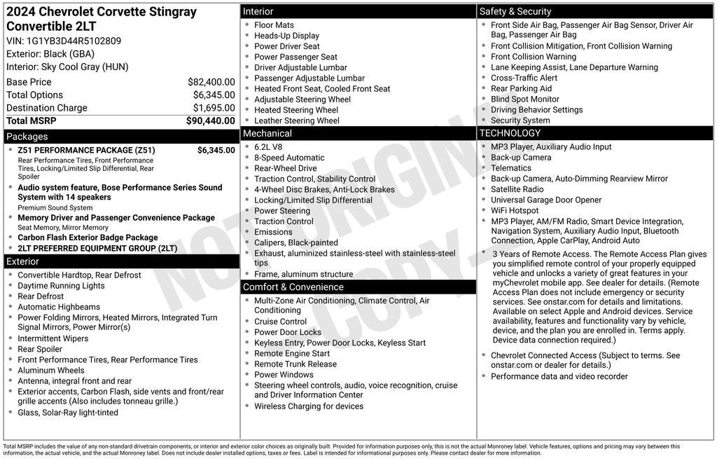 2024 Chevrolet Corvette Stingray 2LT