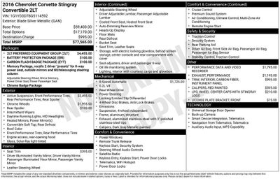 2016 Chevrolet Corvette Stingray 2LT