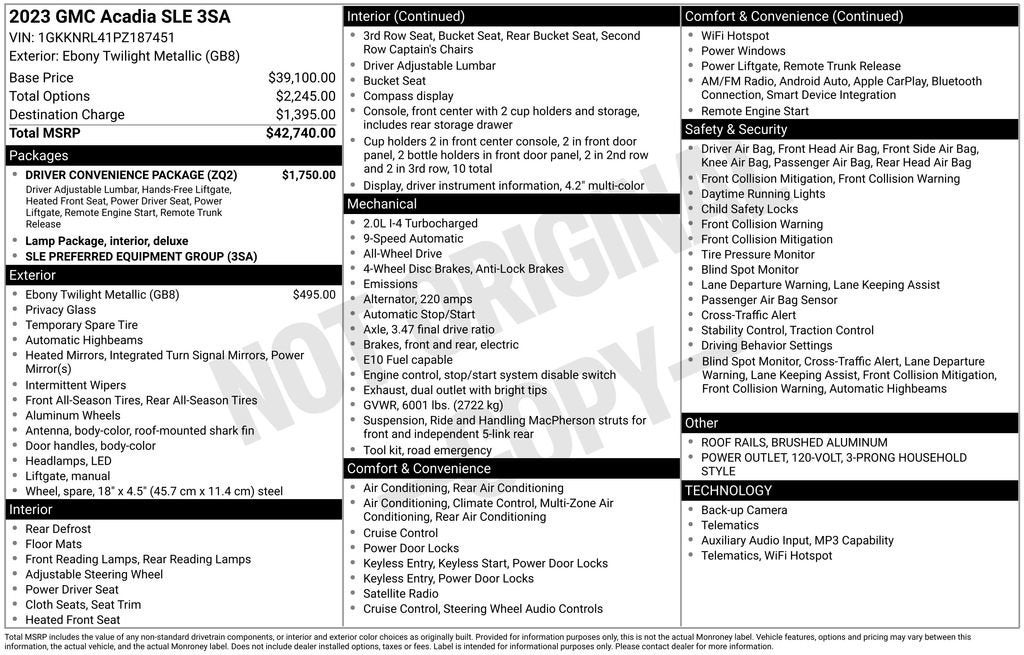 2023 GMC Acadia SLE