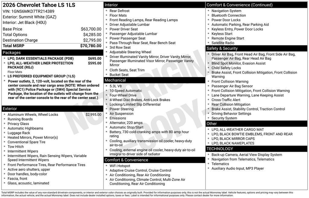 2026 Chevrolet Tahoe LS