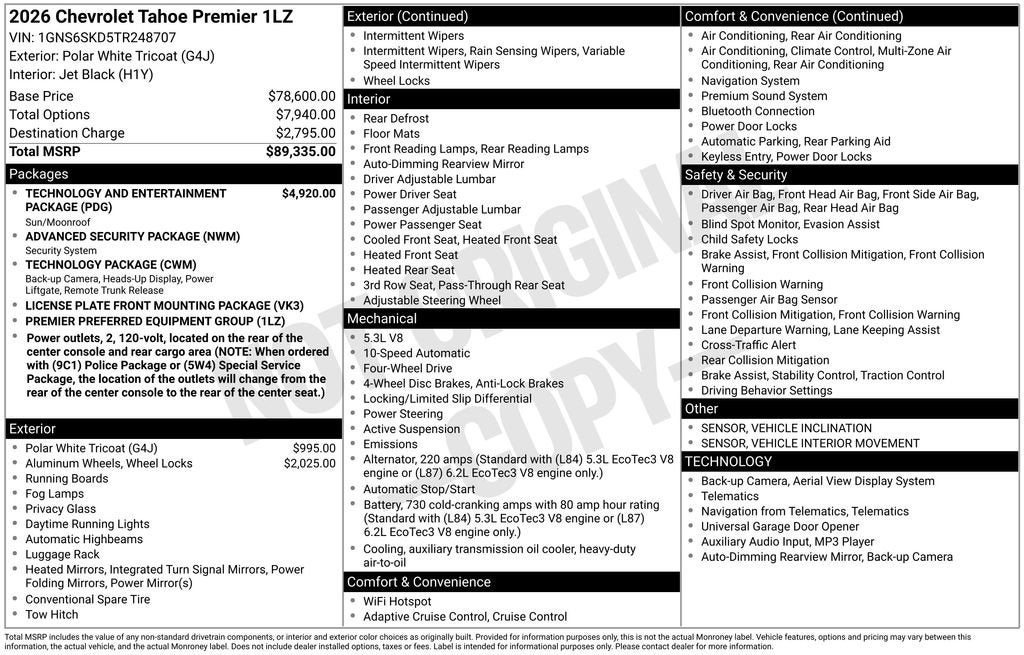 2026 Chevrolet Tahoe Premier