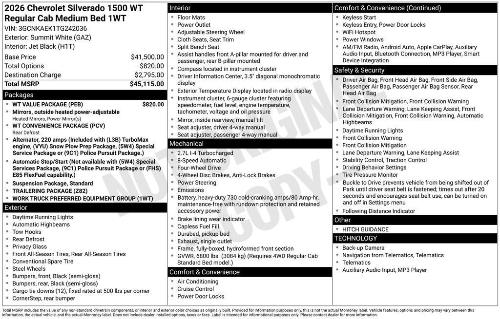 2026 Chevrolet Silverado 1500 WT