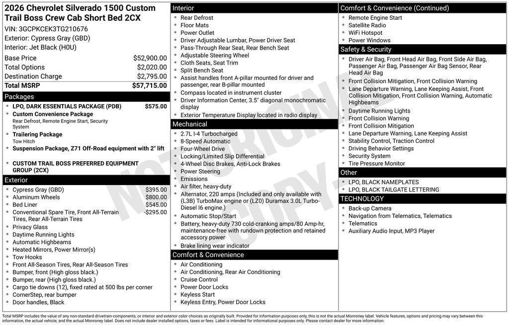 2026 Chevrolet Silverado 1500 Custom Trail Boss