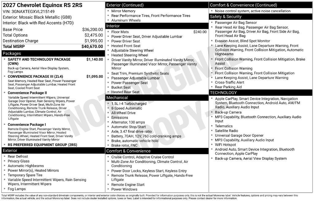 2027 Chevrolet Equinox RS